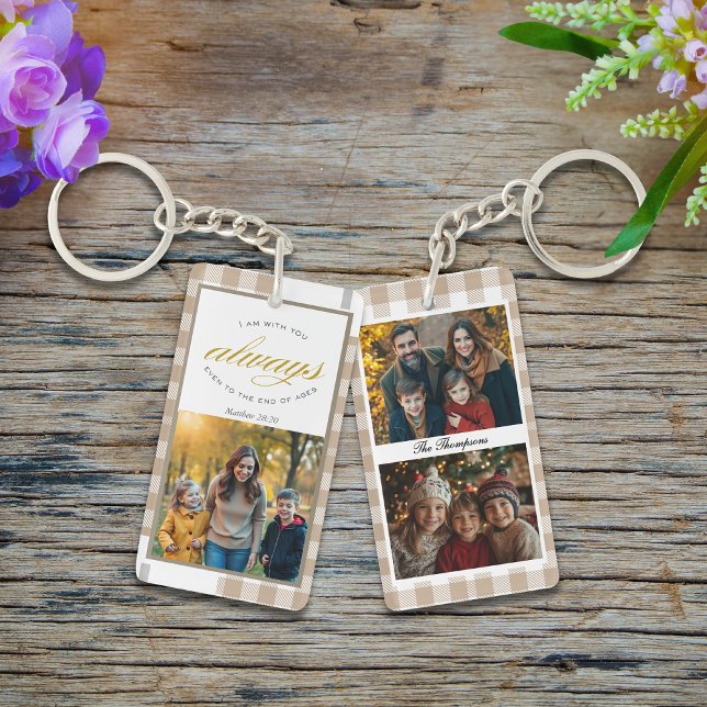 Family Photos Beige Modern Scripture Key Ring (Creator Uploaded)