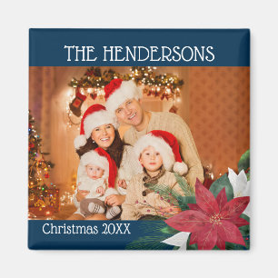 Family Photos Christmas Magnet Poinsettia