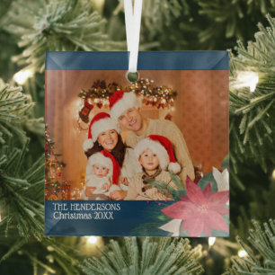 Family Photos Christmas Ornament Poinsettia