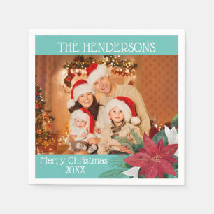 Family Photos Christmas Party Poinsettia Napkins