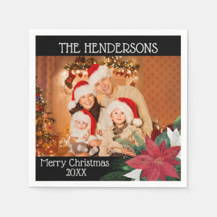 Family Photos Christmas Party Poinsettia Napkins