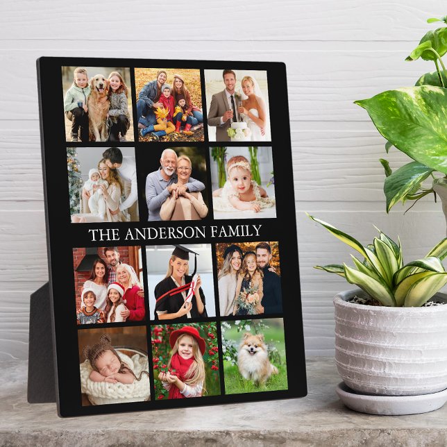 Family Photos Collage - Choose Your Colour  Plaque (Customize to change text size, text style or background color.)