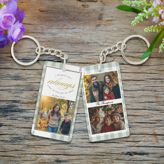 Family Photos Green Modern Scripture Key Ring