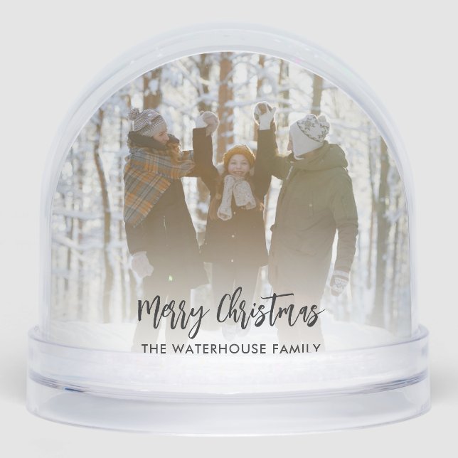 Family Photos Merry Christmas Keepsake Custom Snowglobe (Front)