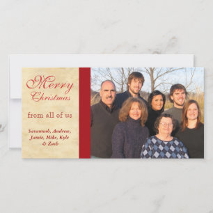 Family Photos Merry Christmas Parchment Holiday Card