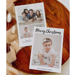 Family Photos   Minimalist Script Merry Christmas Holiday Card