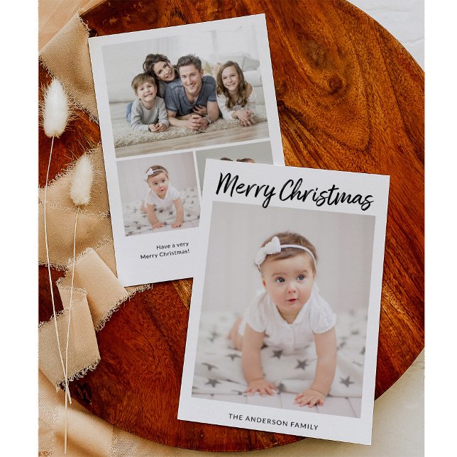 Family Photos | Minimalist Script Merry Christmas Holiday Card (Creator Uploaded)