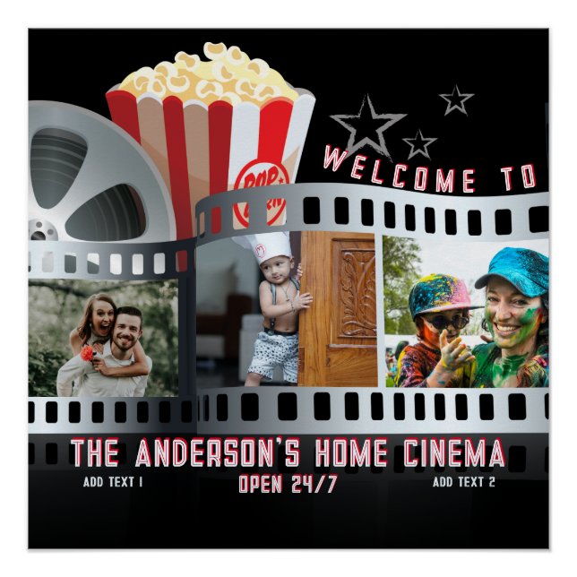 Family Photos Movie Night Home Cinema Theatre 24/7 Poster (Front)