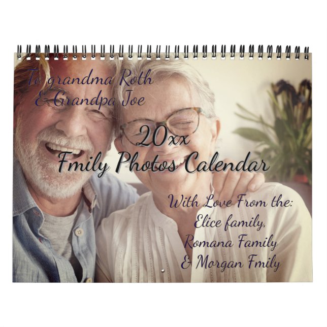 Family Photos New Year Lovely Grandparents Gift Calendar (Cover)