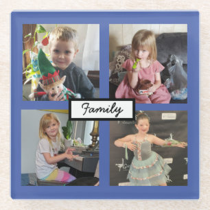 Family Photos Personalised   Glass Coaster