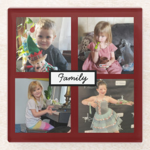 Family Photos Personalised Glass Coaster