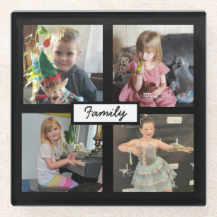 Family Photos Personalised   Glass Coaster