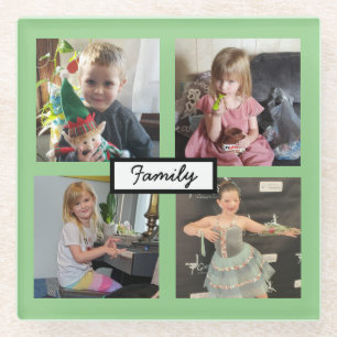 Family Photos Personalised Glass Coaster