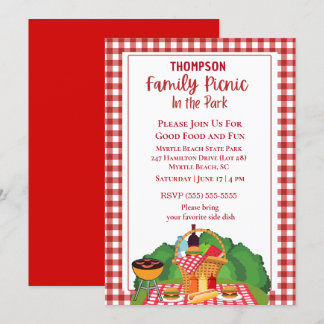 Family Picnic Barbecue Cookout Grilling Invitation