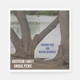 Family Picnic Lakeside View Outdoor Gathering Napkin