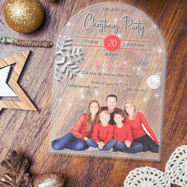 Family picture Christmas Party Acrylic Invitations (Creator Uploaded)