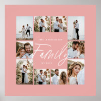 Family pink elegant modern minimal photo collage