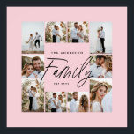 Family pink elegant modern minimal photo collage poster<br><div class="desc">Family script elegant modern minimal girly pale pastel pink personalised photo collage simple clean lines family gift print.</div>