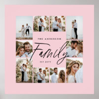 Family pink elegant modern minimal photo collage