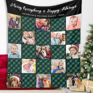 Family Plaid Quilt Personalised Picture Collage Fleece Blanket