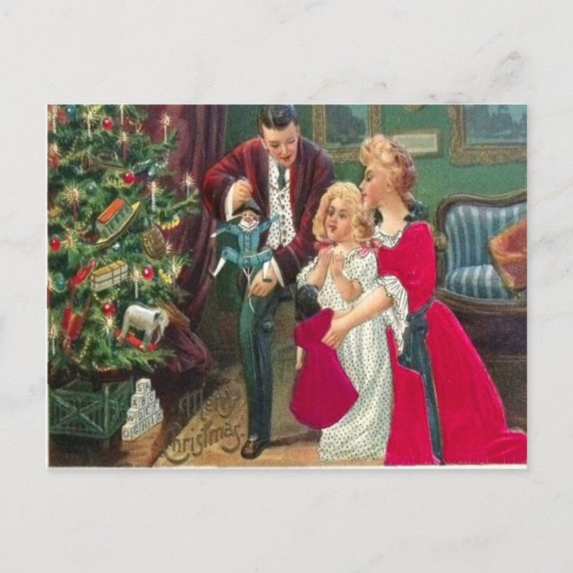 Family Playing With Presents Postcard (Front)