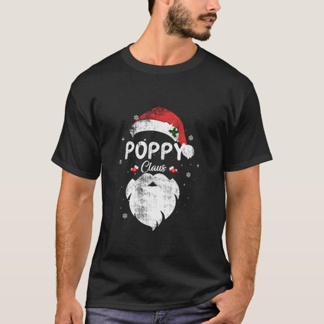 Family Poppy Claus Christmas Santa s Hat Pajama Ma T-Shirt (Front)