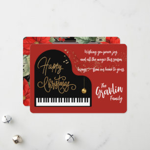 Family Portrait Carol in Crimson & Gold Holiday Card