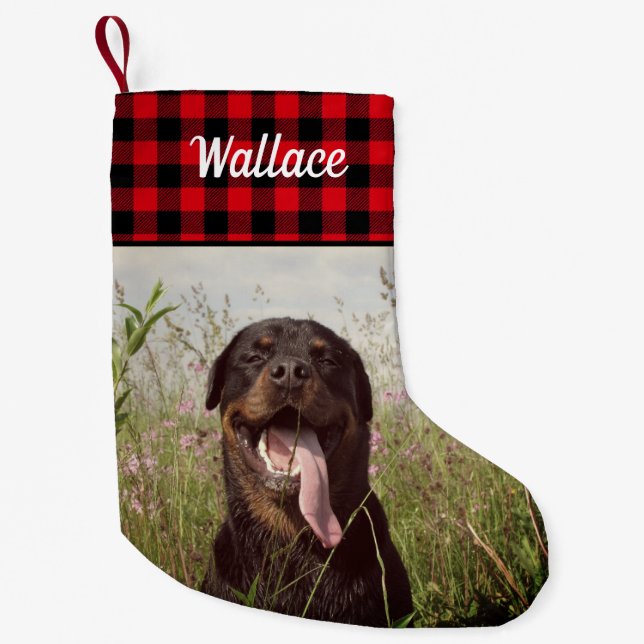 Family Portrait Custom Print Pet Photo Small Christmas Stocking (Front)