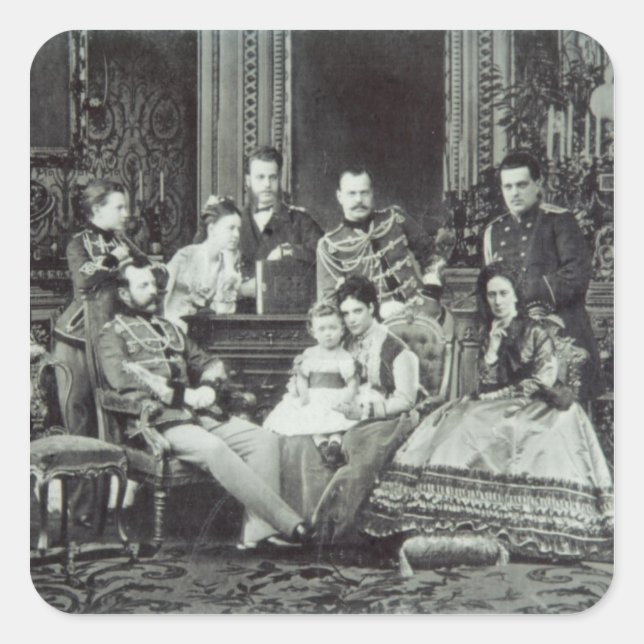 Family Portrait of Emperor Alexander II Square Sticker (Front)