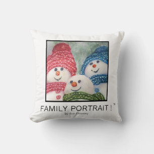 Family Portrait Snowman Family Cushion