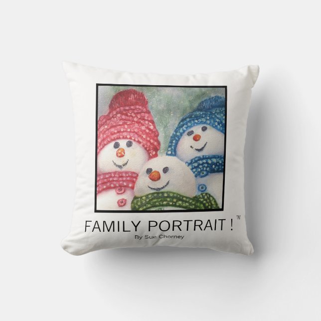 Family Portrait Snowman Family Cushion (Front)