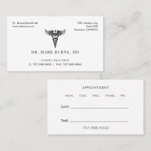Family Practice Doctor Caduceus Appointment And Business Card