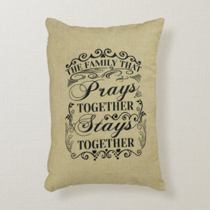 Family Prays Together Stays Together Bible Saying Decorative Cushion