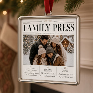Family Press Personalised Family Photo Christmas  Metal Tree Decoration