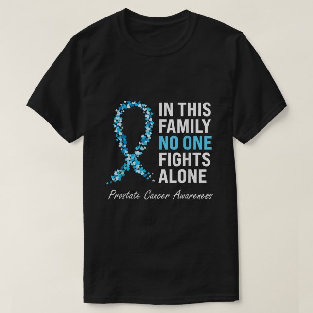 Family Prostate Cancer Awareness Light Blue Ribbon T-Shirt (Design Front)