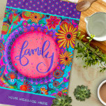 Family Purple Pretty Floral Dots Personalised Tea Towel<br><div class="desc">Pretty Colourful Family Floral Personalised Message Towels. These unique hand written Family chic towels are perfect to add some joy to your kitchen. Whether you're a seasoned chef or an aspiring home cook, these towels make the perfect companion for any culinary adventure. They also make delightful gifts for your anyone...</div>