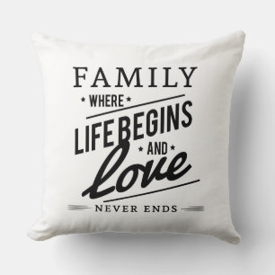 Family Quote Design Throw Pillow, 20" x 20" Cushion