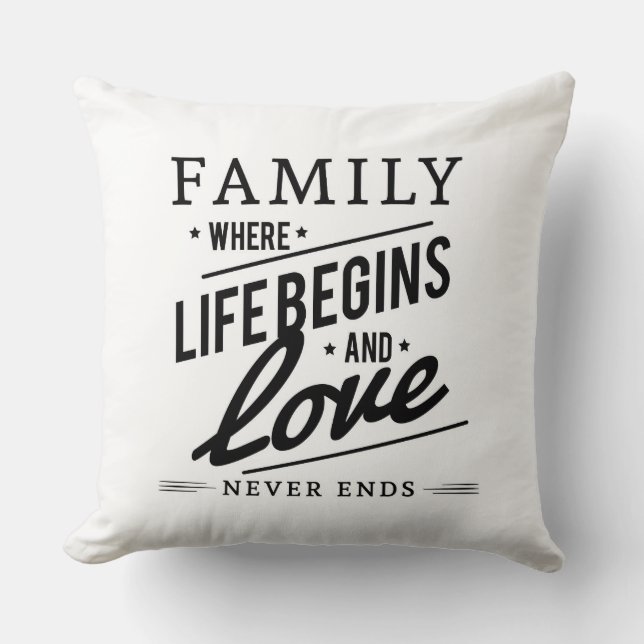 Family Quote Design Throw Pillow, 20" x 20" Cushion (Front)