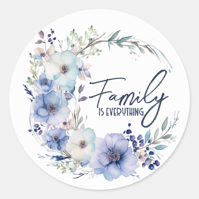 Family Quote In Boho Wreath Classic Round Sticker (Front)