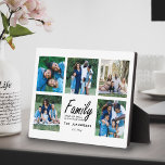 Family Quote Memory Photo Collage Keepsake Modern Plaque<br><div class="desc">Cherish Family Moments with Our Family Quote Memory Photo Collage Keepsake Modern Easel Plaque! This beautiful easel plaque features a heartfelt script typography quote: "Family. Where Life Begins and Love Never Ends." Below the quote, personalise it with your family name and established year. Surrounding the quote, create a unique photo...</div>