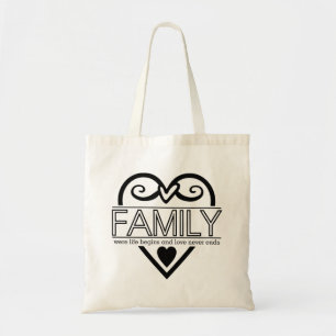 Family Quote – “Where Life Begins and Love Never E Tote Bag