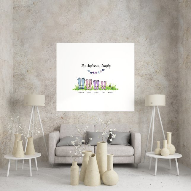 Family rain boot personalised elegant gift poster (Creator Uploaded)