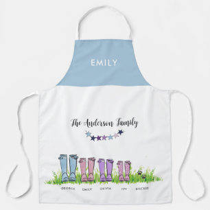 Family rain boot, wellington cute funny gift decor apron