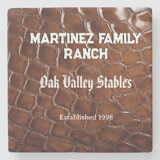 Family Ranch Faux Crocodile Leather Stone Coaster (Front)