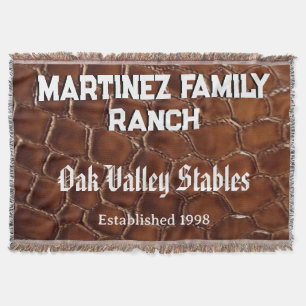 Family Ranch Faux Crocodile Leather Western  Throw Blanket