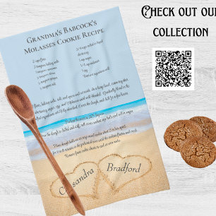 Family Recipe Bride Heart Blue Beach Wedding Tea Towel