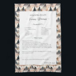 Family Recipe Heirloom Mountain Trees Tea Towel<br><div class="desc">Keepsake family recipe tea towel. Share uncle Jim's chilli recipe or great aunt Aggie's all time favourite thanksgiving casserole dish. Elegant and simple template design can easily be adjusted to share your family recipes as mother's day, birthday, or Christmas gifts. Custom family name with initials. Colours can be changed. Great...</div>