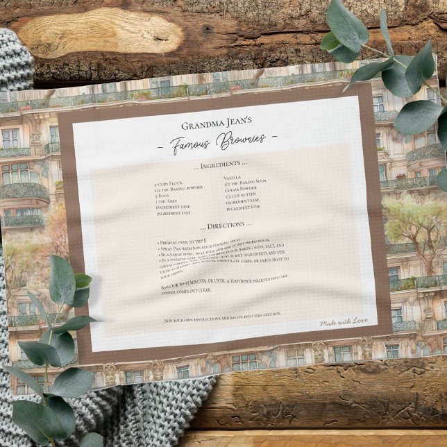 Family Recipe Keepsake Apartment Pattern Tea Towel (Creator Uploaded)