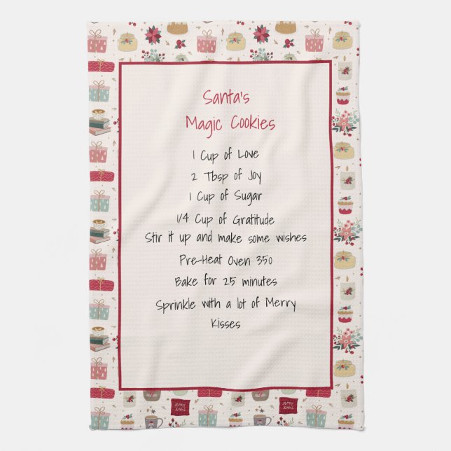Family Recipe Keepsake Christmas  Tea Towel (Vertical)