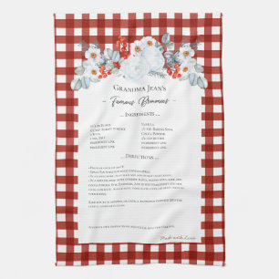 Family Recipe Keepsake Heirloom Christmas Floral Tea Towel